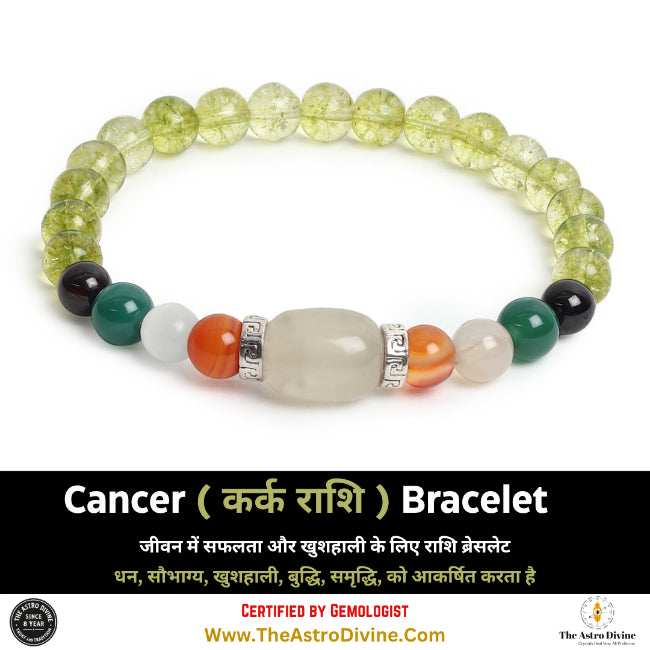 Cancer Zodiac Good Luck Charm Crystal Bracelet