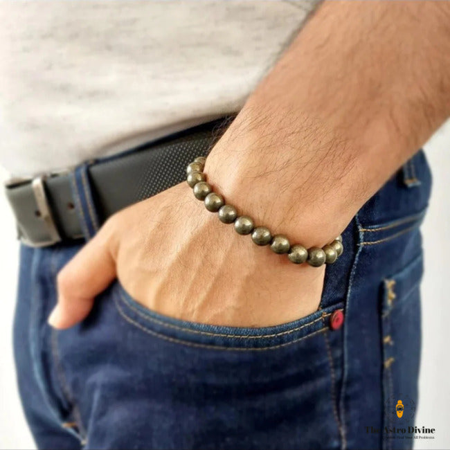 Natural Raw Pyrite Wealth Charm Crystal Bracelet