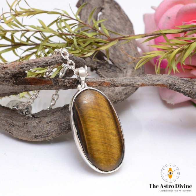 Natural Ovel Tiger Eye Prosperity & Evil Protection Pendant With Chain