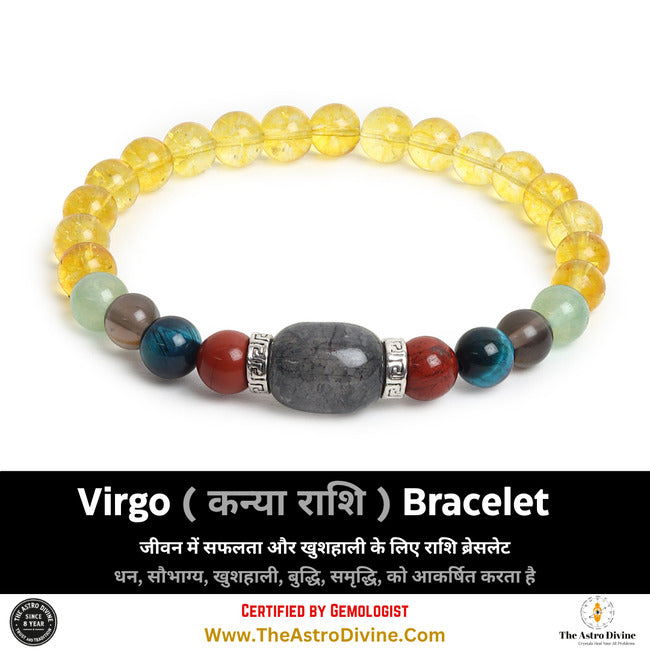 Virgo Zodiac Good Luck Charm Crystal Bracelet