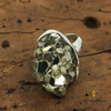 Natural Pyrite Sterling Silver Wealth Charm Ring