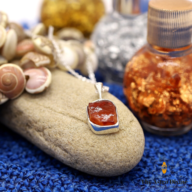 Natural Red Carnelian Yoga Charm Pendant With Chain