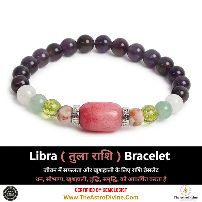 Libra Zodiac Good Luck Charm Crystal Bracelet