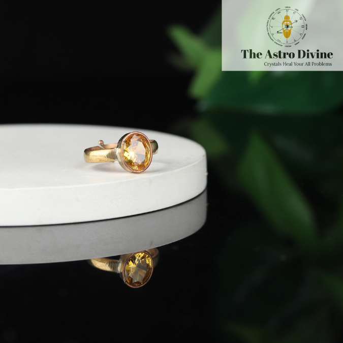Natural Yellow Sapphire Pukhraj Ashtadahtu Adjustable Ring