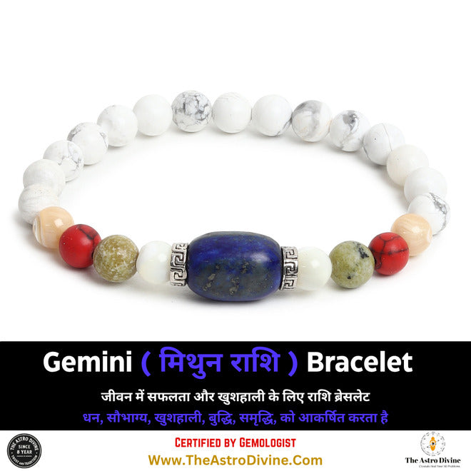 Gemini Zodiac Good Luck Charm Crystal Bracelet