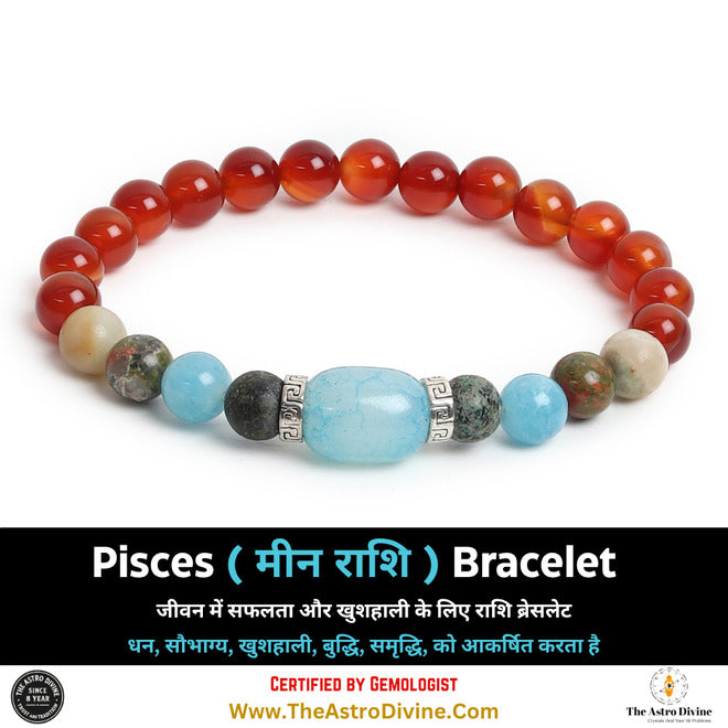 Pisces Zodiac Good Luck Charm Crystal Bracelet