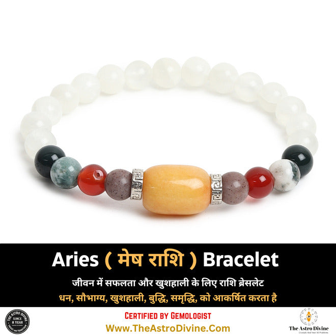 Aries Zodiac Good Luck Charm Crystal Bracelet